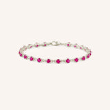 White Gold Evelyn Ruby Tennis Bracelet on white background