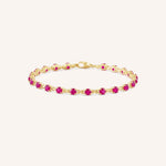 Yellow Gold Evelyn Ruby Tennis Bracelet on white background