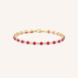 Yellow Gold Evelyn Ruby Tennis Bracelet on white background