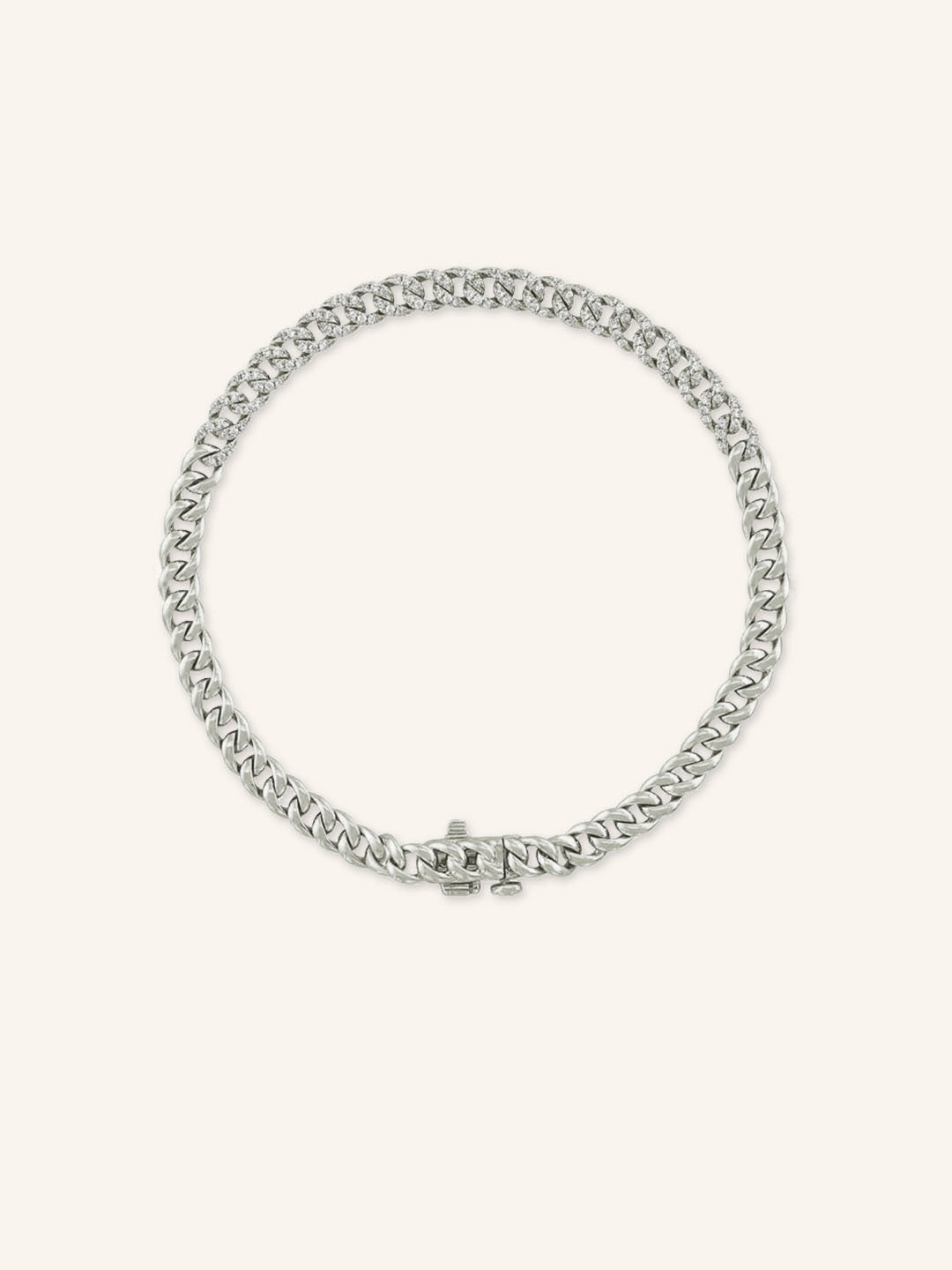 4.25mm Gold Link Diamond Chain Bracelet