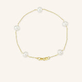 Cultured White Freshwater Pearl 5-Station Bracelet