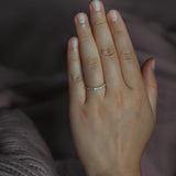 Celia Curved Diamond Wedding Band 14k yellow gold on hand