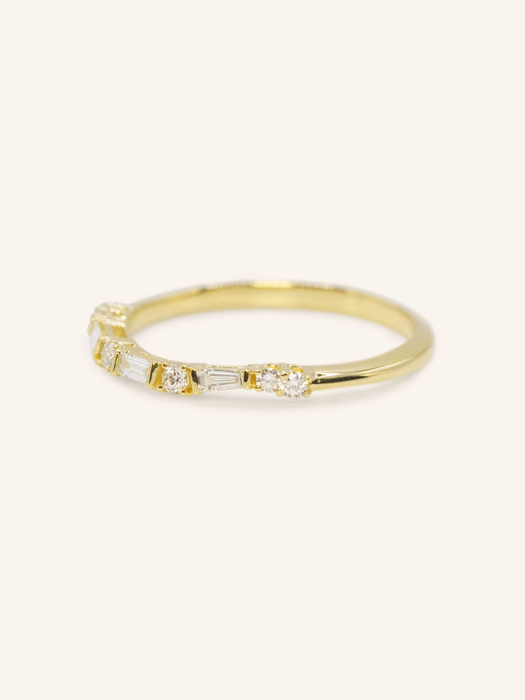 Celia Curved Diamond Wedding Band 14k yellow gold side profile