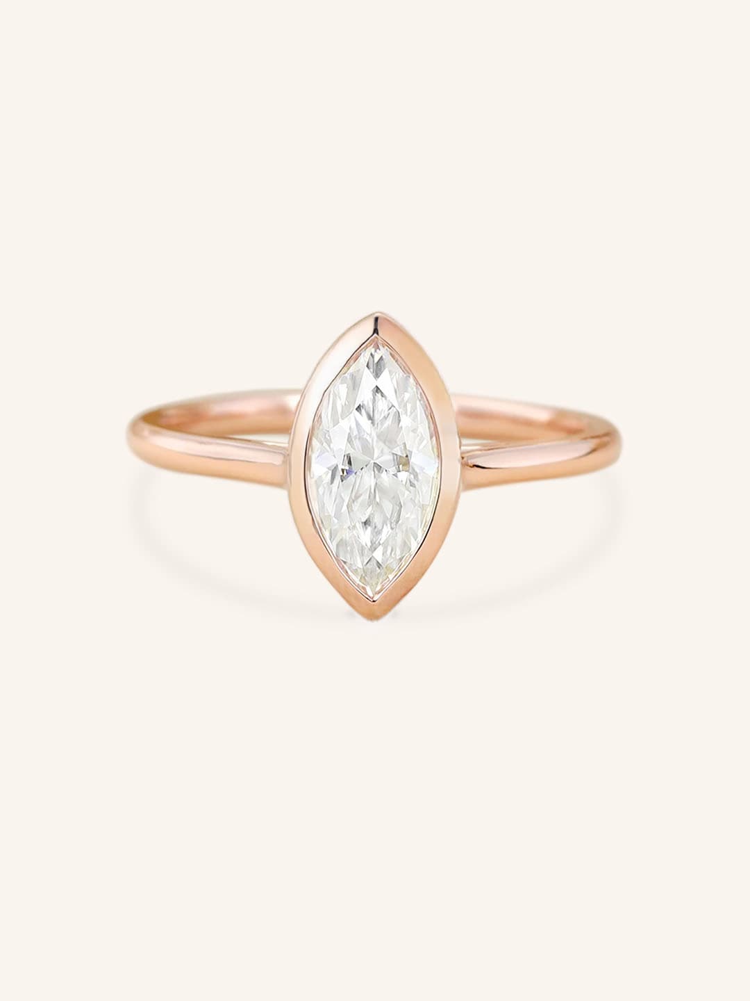 Hidden Bezel Marquise Diamond Solitaire Engagement Ring