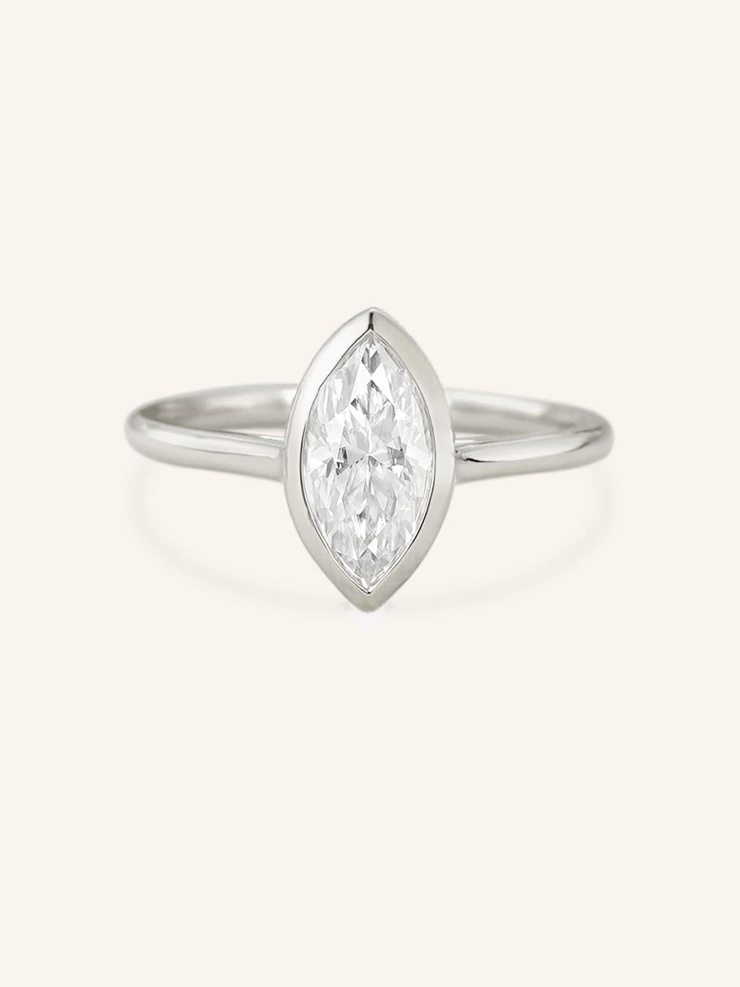 Hidden Bezel Marquise Diamond Solitaire Engagement Ring