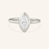 Hidden Bezel Marquise Diamond Solitaire Engagement Ring
