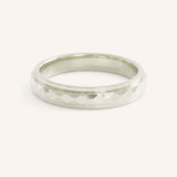 3MM Stepped Edge Half Round Wedding Band with Hammer Finish