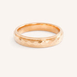4MM Stepped Edge Half Round Wedding Band with Hammer Finish