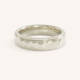 6MM Stepped Edge Half Round Wedding Band with Hammer Finish