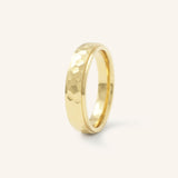 6MM Stepped Edge Half Round Wedding Band with Hammer Finish