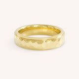 6MM Stepped Edge Half Round Wedding Band with Hammer Finish