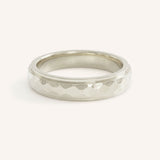 5MM Stepped Edge Half Round Wedding Band with Hammer Finish