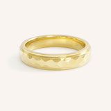 5MM Stepped Edge Half Round Wedding Band with Hammer Finish