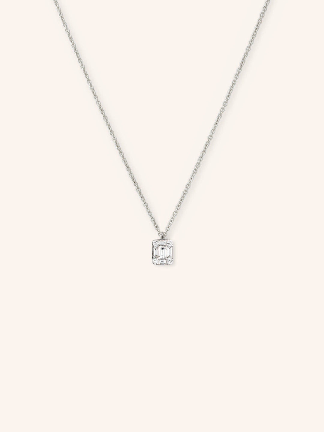Starloom Baguette and Round Diamond Pendant Necklace