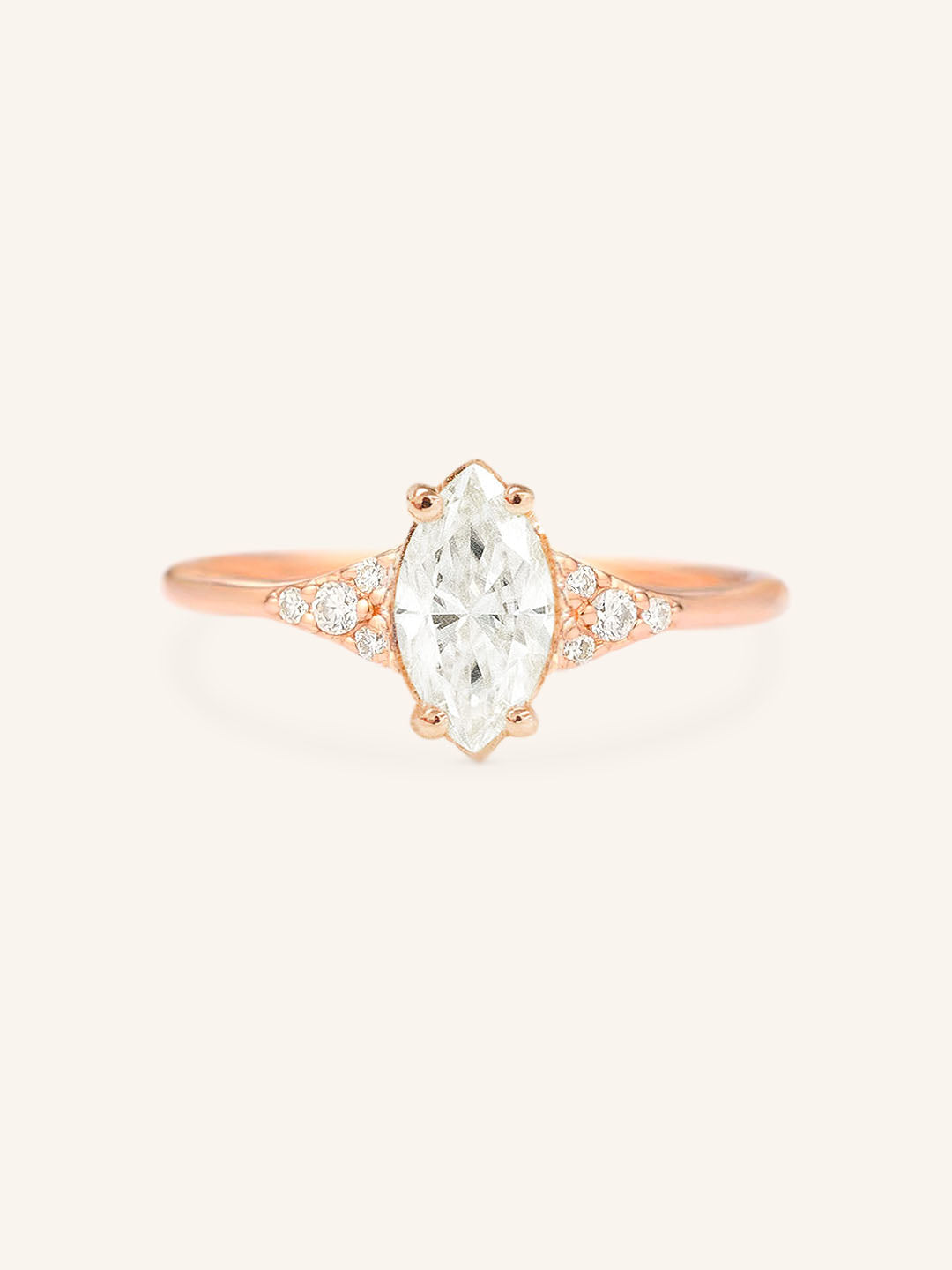 White Shade Marquise Diamond Cluster Engagement Ring