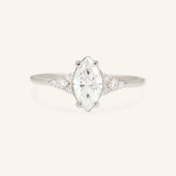 White Shade Marquise Diamond Cluster Engagement Ring