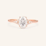 White Shade Oval Diamond Cluster Engagement Ring