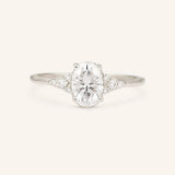 White Shade Oval Diamond Cluster Engagement Ring