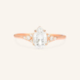 White Shade Pear Shape Diamond Cluster Engagement Ring