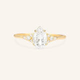 White Shade Pear Shape Diamond Cluster Engagement Ring